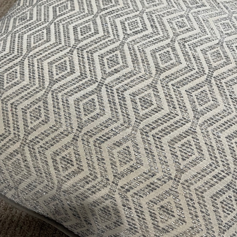 Silver Gray & White Decorative Throw Pillow –‎ Feather Filled – 22.5" Square